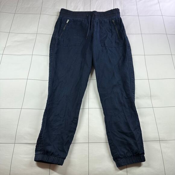 Athleta Pants Womens 6 Navy Blue Cabo Linen Jogger Drawstring Breathable Casual - Picture 2 of 12